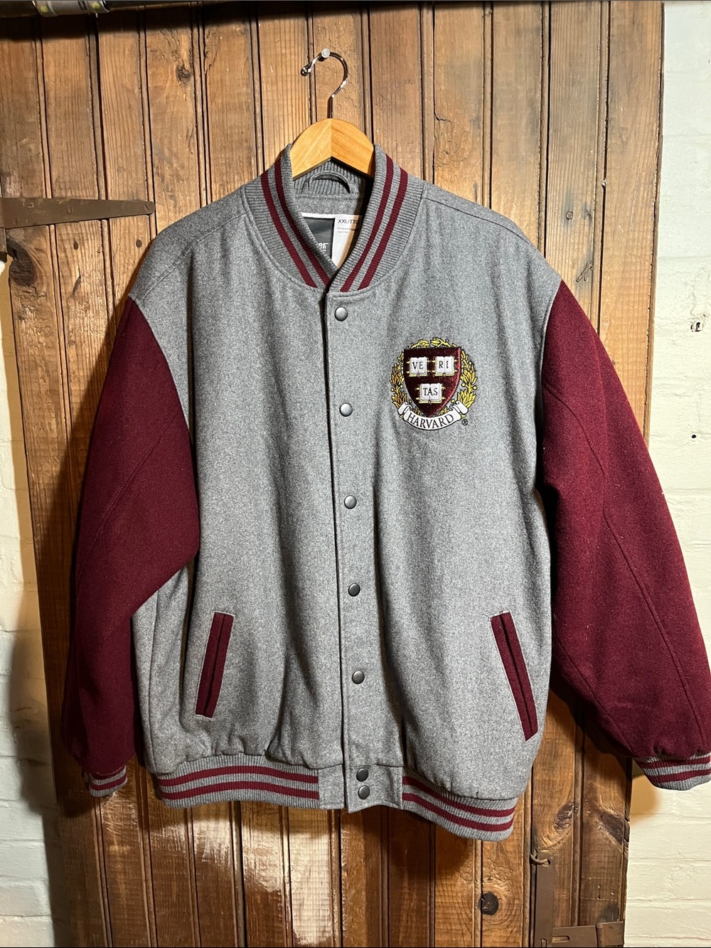 Harvard Varsity Jacket - Gray & Maroon